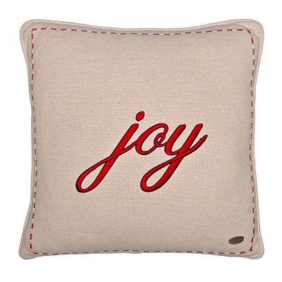 Yılbaşı Temalı Joy Nakışlı Kare Kırlent Kılıfı